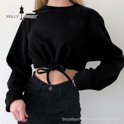 Elastic Midriff-baring Fashion Girls Blouse